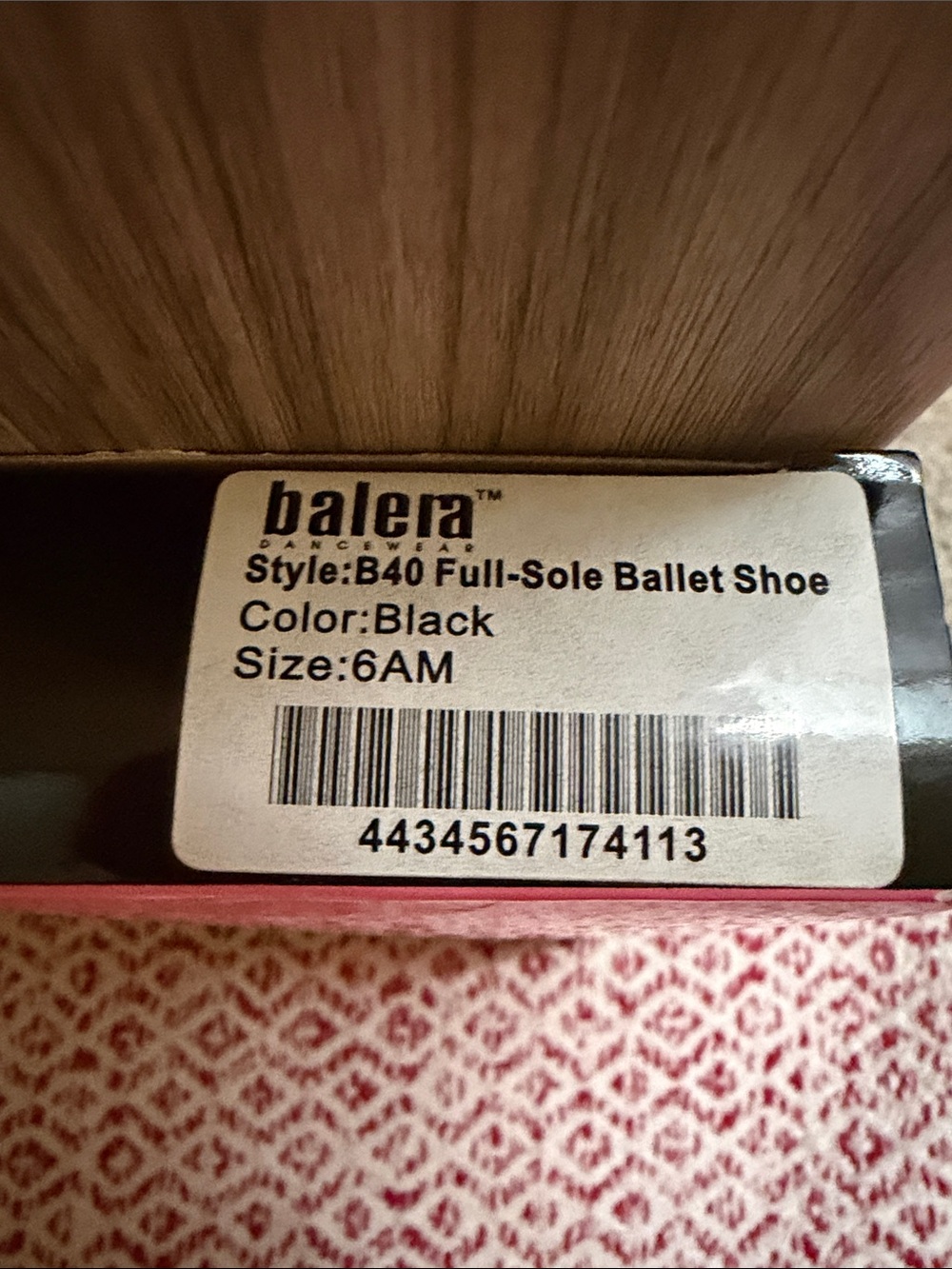 balera Black Full-Sole Ballet Shoe Label